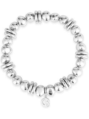 Trendy Silver Plated Beaded Bracelets for Women, Stackable Freshwater Pearl